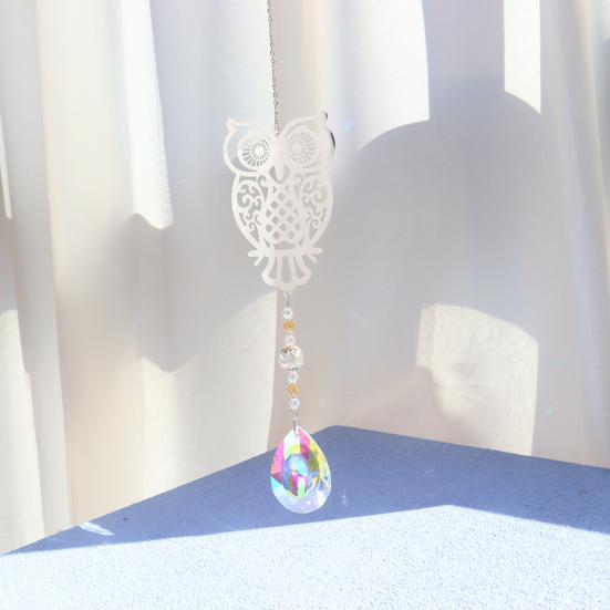 Faux Crystal Sun Catcher Decoration Hollow Fairy Tree of Life Owl Butterfly Hummingbird Hanging Ornament Home Office Garden Window Hanging Pendant