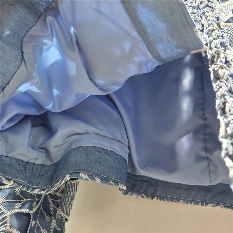 Elegant 3D Floral Embroidery Short Denim Jacket for Women - New 2026 Spring Collection