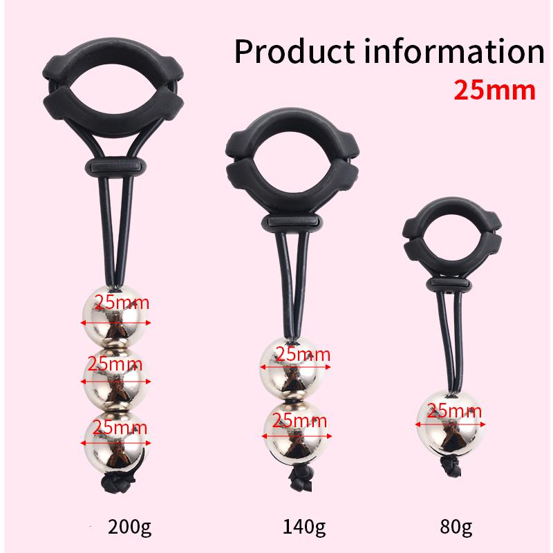 Male Drop Ball Heavy Weight Stretcher Silicone Penis Cock Rings Metal Hanger for Enlargement Extender Pull Eexercise Corpus Cavernosum Sex Toys Man