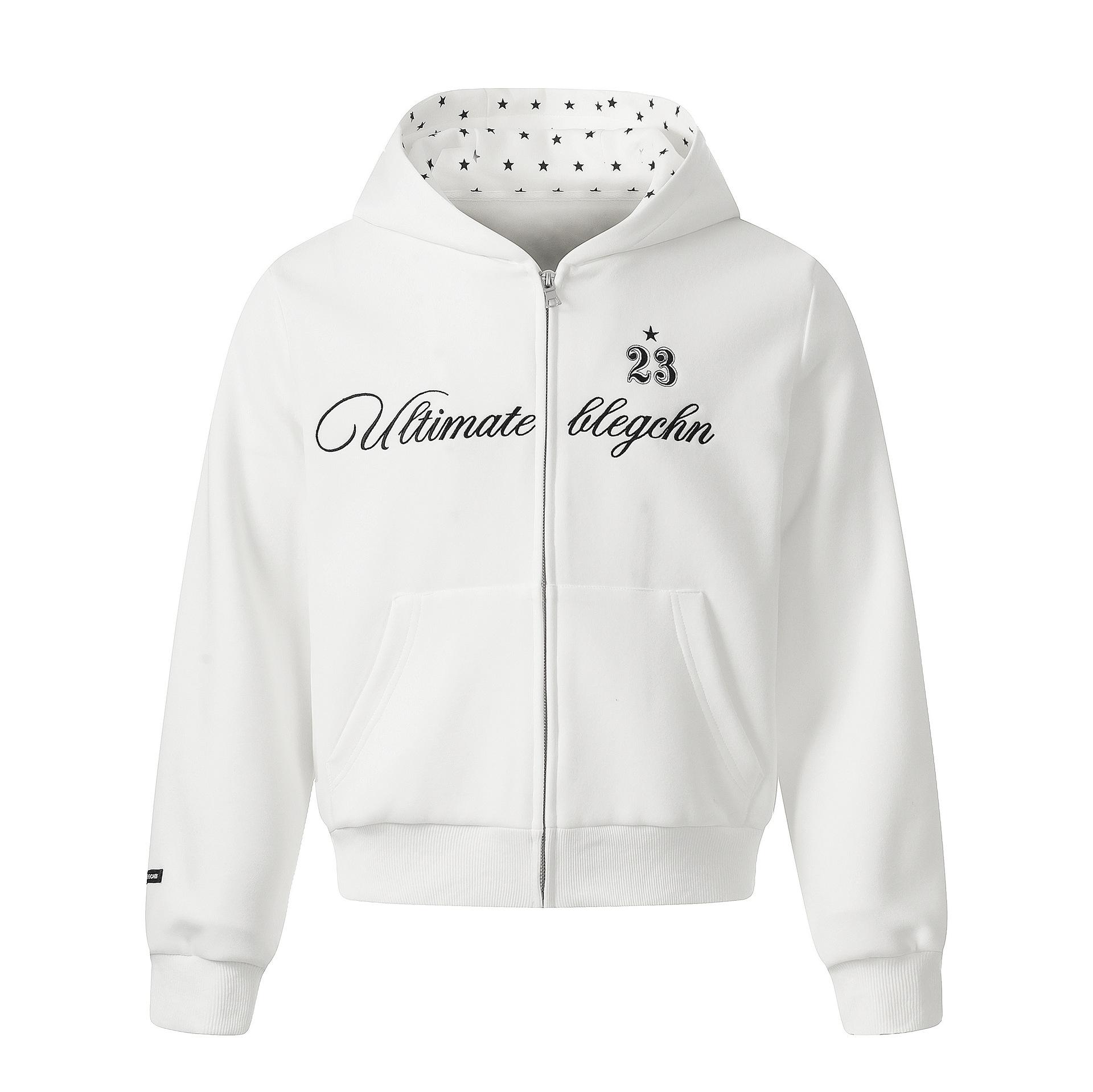 Spring/Summer American Retro Hoodie Jacket Little Devil Ear Design Cardigan Zip Sweater S белый
