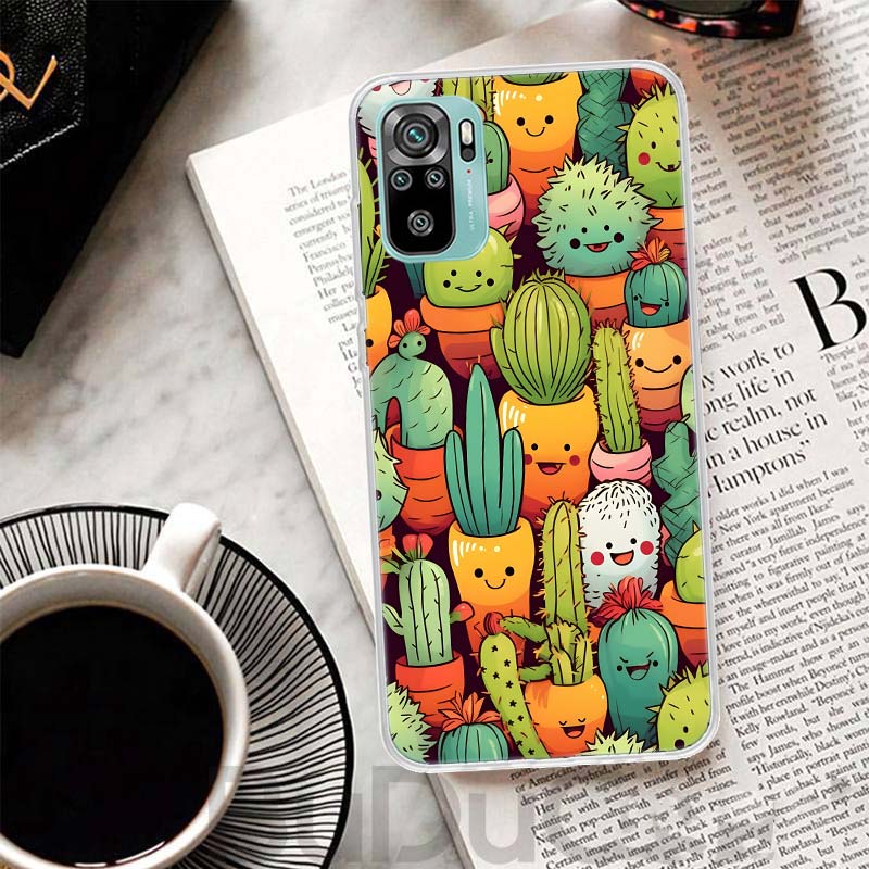 

Cartoon Plant Cactus Cover For Xiaomi Redmi Note 10 9S 9 8T 8 Pro 7 5 Mi 9T 10T 11T 12T 11 12 Lite 12X A3 A2 A1 Print Coque Redmi Note 10 5G