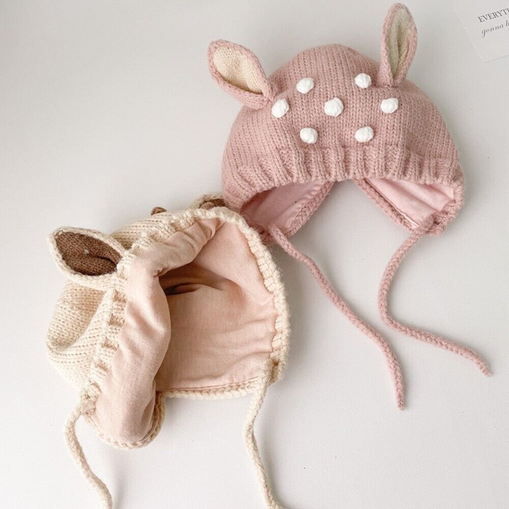 Plush Infant Knitted Hat Cartoon Deer Knitted Cap Cute Baby Beanie Cap Boy and Girls