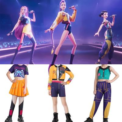 Kpop Dämon Mira Huntrix Jäger Kinderkleidung Mädchen Rumi Zoey Mira Cosplay Kleidung Elegantes Kleid Anime Outfit Komplettes Set Halloween