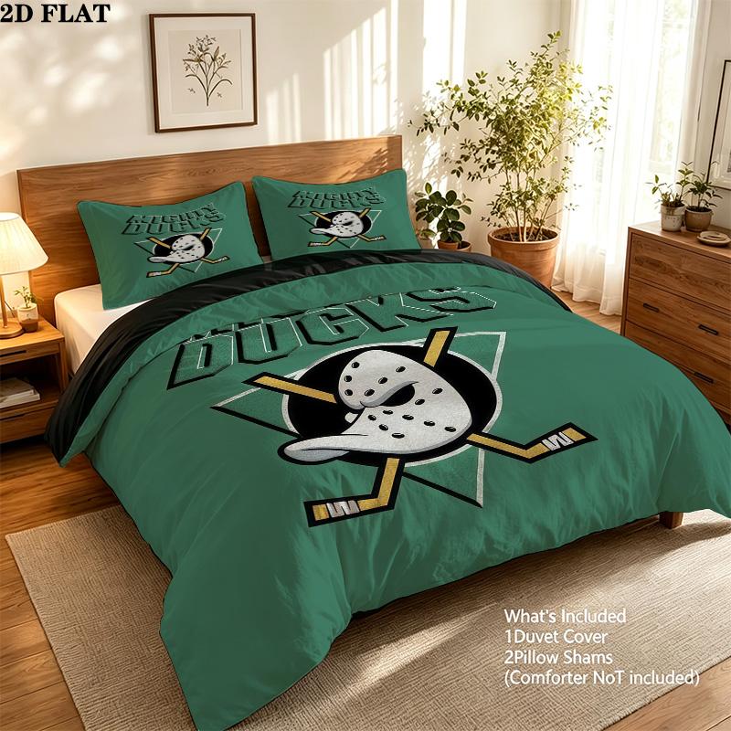 Mighty Ducks Pattern Bedding Quilt Set  Home Decoration  Gift (1 * duvet cover + 2 * pillowcase  without core)