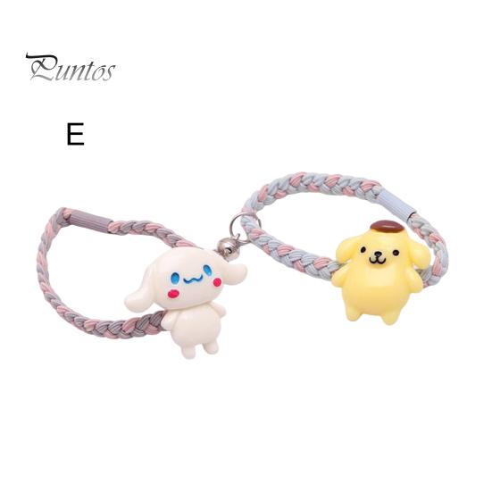 1 Pair Hair Rope Cartoon Doll Pendant Weaving Magnet Suction Hair Ties Best Friend High Elastic Hair Accessories