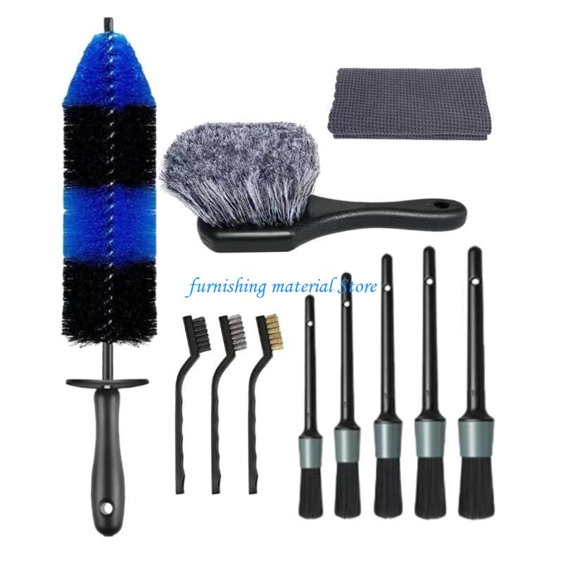 Y5GD 11Pcs Car Detailing Brushes Set for Wheel Cleaning Wheel Brush Car Cleaner Cleaning Tool for Dust Removers Dirty Tyre