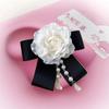 Vintage Black Camellia Bow Brooch Elegant Neck Tie Brooch Mourning Brooches Formal Wear Shirt Collar Pins Jewelry Decoration