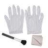 3-in-1 Camera Cleaning Kit with 1 Pair Anti-static Gloves + 1 Lens Brush + 1 Cleaning Cloth for