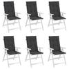 Garden Chair Cushions for High Back Chairs 6 Pcs Black 120 X 50 X 3 Cm