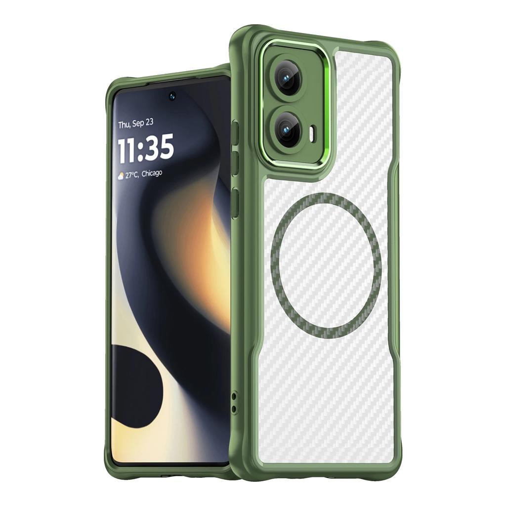 Magnetische mattierte Karbonfaser-Muster TPU+PC Hülle für Motorola Moto Edge Motoedge 2026 5G Stoßfeste Legierungs-Linsen Handyhülle