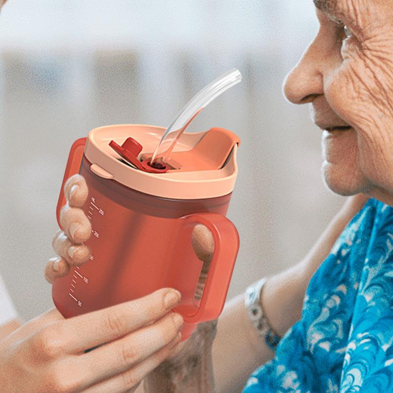 300 ml Äldre Vattenkopp Spillfri Kopp Med Handtag Plastmugg Drickmugg Handikappad Äldre Spillskyddad Dysfagi Kopp