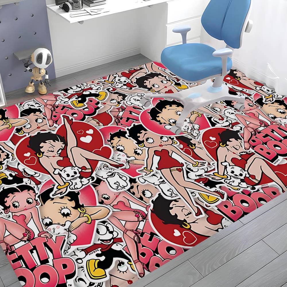 B-Betty Girl B-Boop Fußmatte Waschbar Rutschfest Wohnzimmer Sofas Stühle Bereichsmatte Küche Fußabtreter Teppich