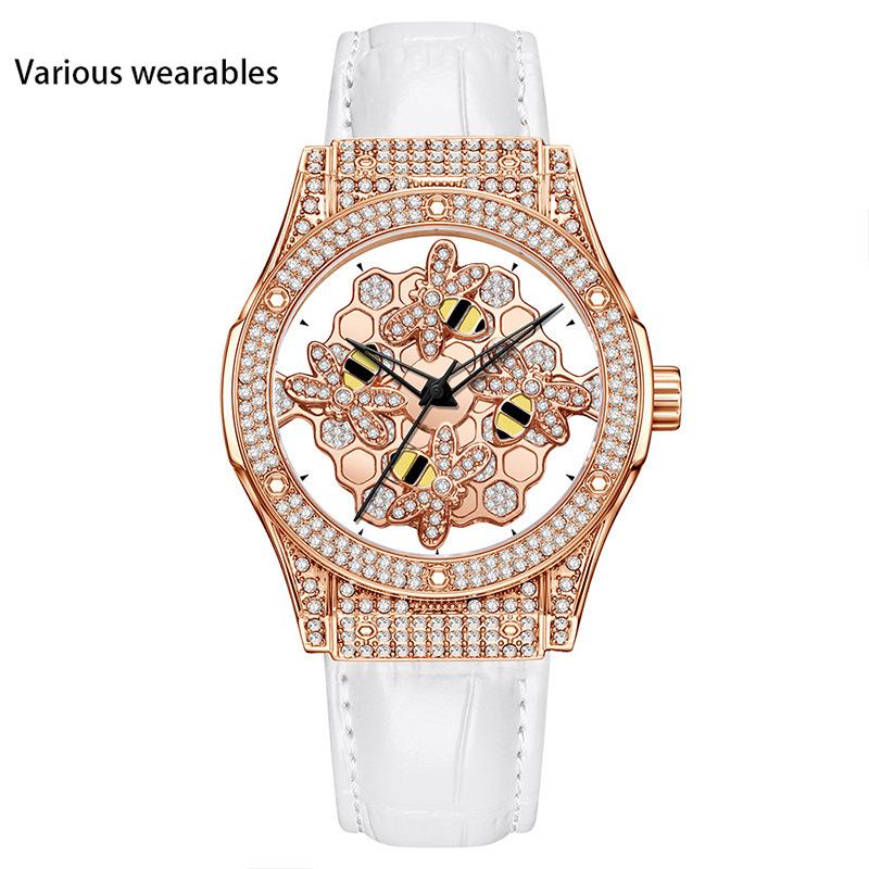 Time Comes and Goes, Diamond-encrusted Rotating Watch for Women, Quartz Watch