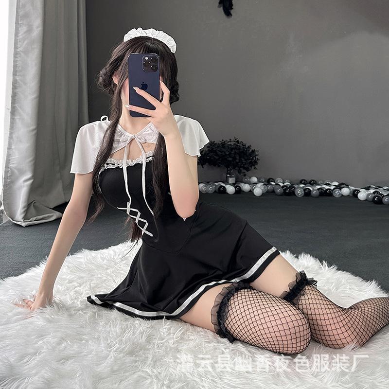 Small breasts sexy lingerie maid uniform dress maid suit seduction pajamas passion