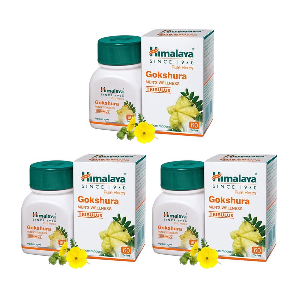 Himalaya Herbals 3 x Gokshura Tablets for Strength & Stamina Support – 60 Count Each – Plant-Based Performance Booster - Total 180 Tablets