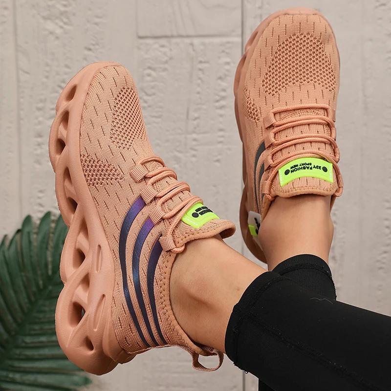 Damen Mesh Schuhe Luxusmarke Atmungsaktiv Leichtgewicht Laufschuhe Gym Training Yoga Schuhe Modische Freizeit Sportschuhe mit Schnürung
