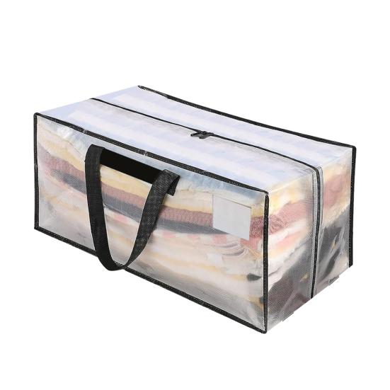 Heavy Duty Moving Bag Large Capacity Storage Tote with Reinforced Handles Zippered Moving Box with Label Pocket for Clothes Blankets Packing