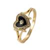 Gold Gothic Black Enamel Heart Ring - Drip Oil Light Luxury Couple Style