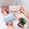 Women's Wallet Cute Leaf Accordion Mini Card Holder Fashion Short Coin Purse Simple Solid color Wallet Multiple Slim Coin Purse