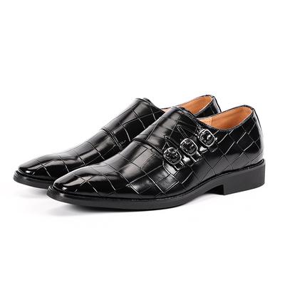 Fashion Fashion Men's Casual Business Leather Shoes Men Classic Retro Monk Shoe Dress Office Mens Slip-on Outdoor Wedding Party Flats