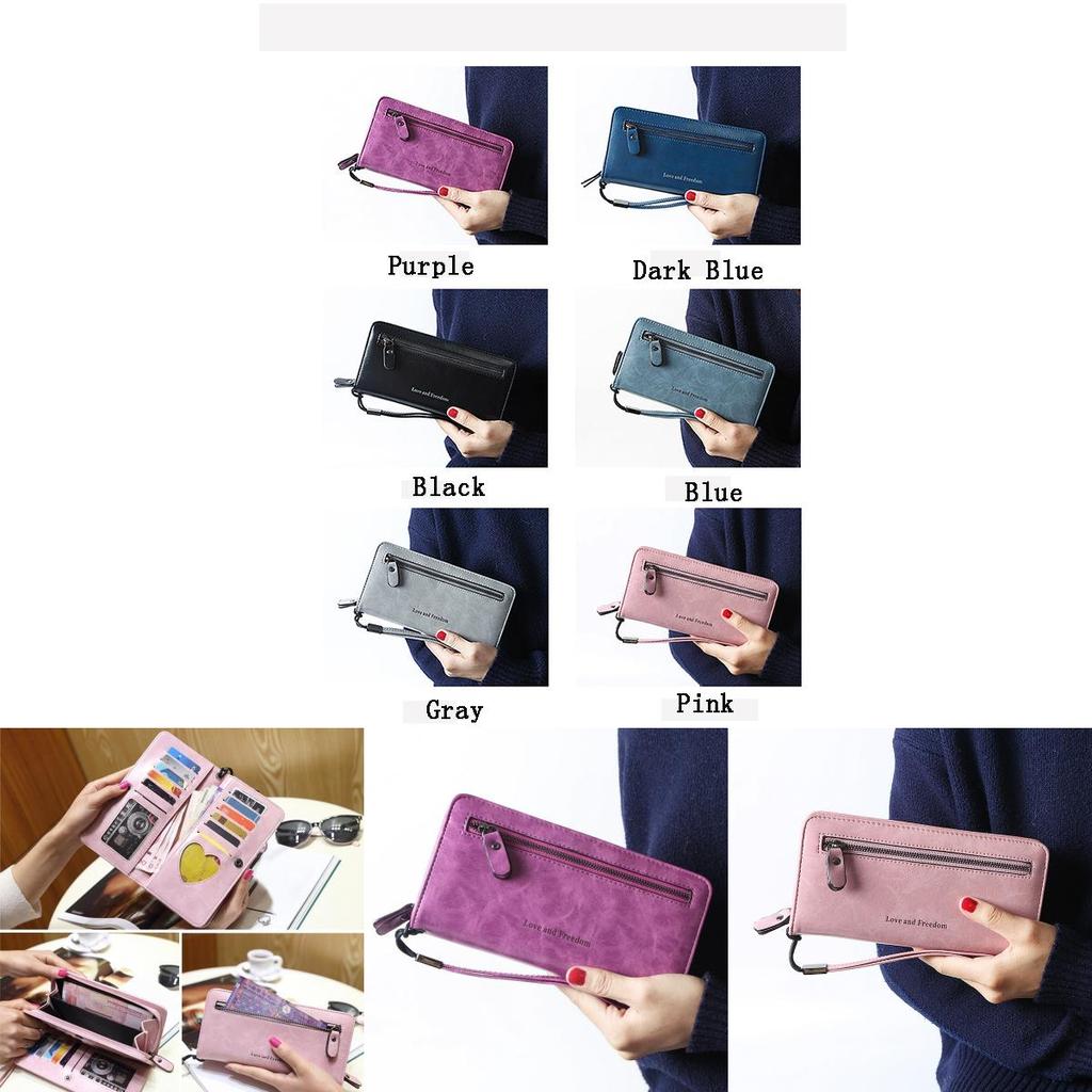 Women's Luxurious Leather Zipper Long Wallet With Large Capacity And Hasp Handbag