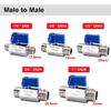 1/8" 1/4" 3/8" 1/2" 3/4" 1 Inch BSP Male/Female Mini Ball Valve 304 Stainless Steel Manual Tap Valves Homebrew