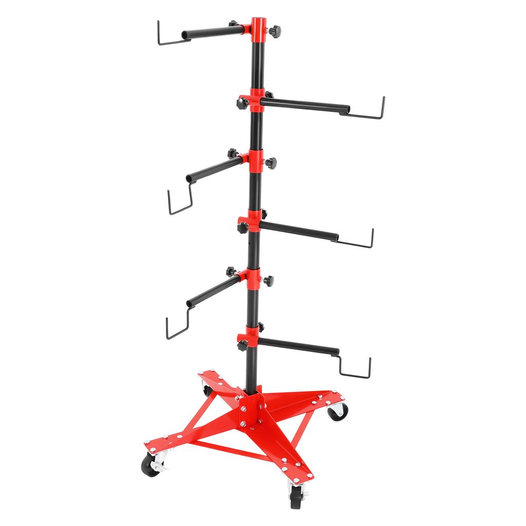 Automotive Heavy-Duty Auto Paint Stand Iron Panel Tree Paint Stand 6 Adjustable Hooks 4 Lockable Wheels for Car Panels