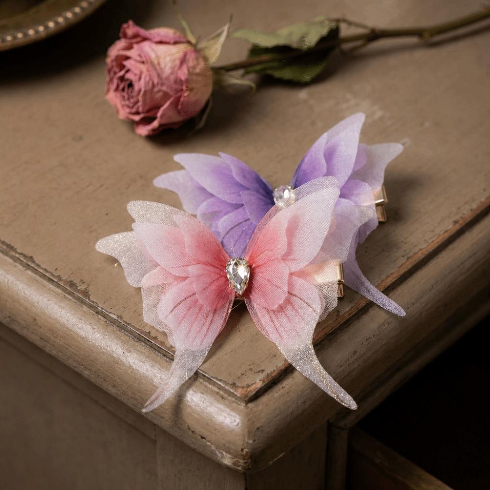 Translucent Organza Fabric Butterfly Gradient Color 3D Butterfly Decorations Butterfly Appliques