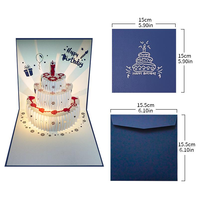 3D Birthday Cake Pop-up Greeting Card with Blessings for Company Employees