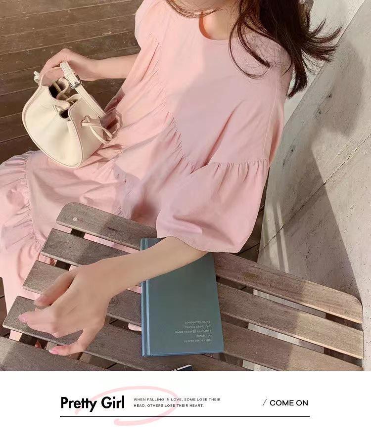 Korean Style Summer Maternity Dress Set - Long, Plus Size & Trendy for Hot Moms