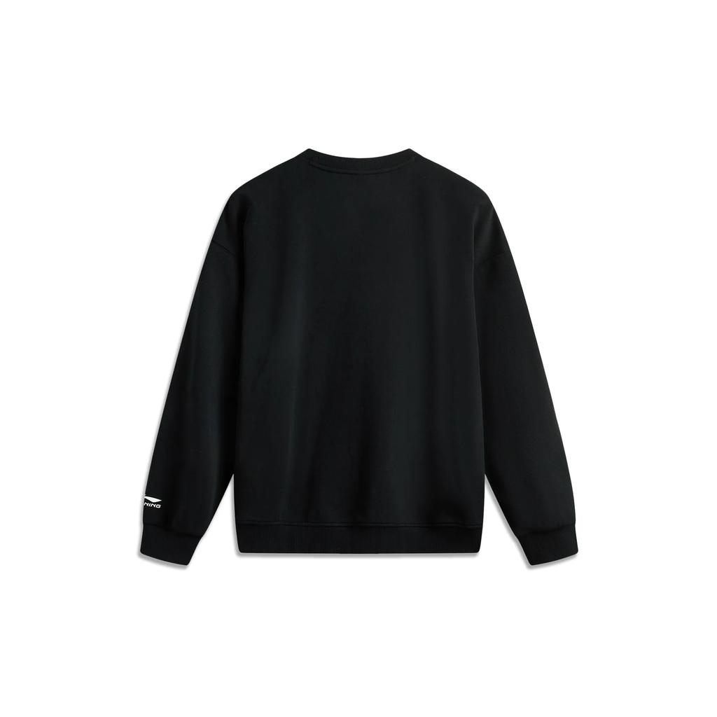 Li Ning Round Neck Pullover Printed Letter Comfortable Long Sleeve Sweatshirt Casual Sports Suit Men Sweatshirt, Bottoms Black AWDUF05-1+AYKT529-1