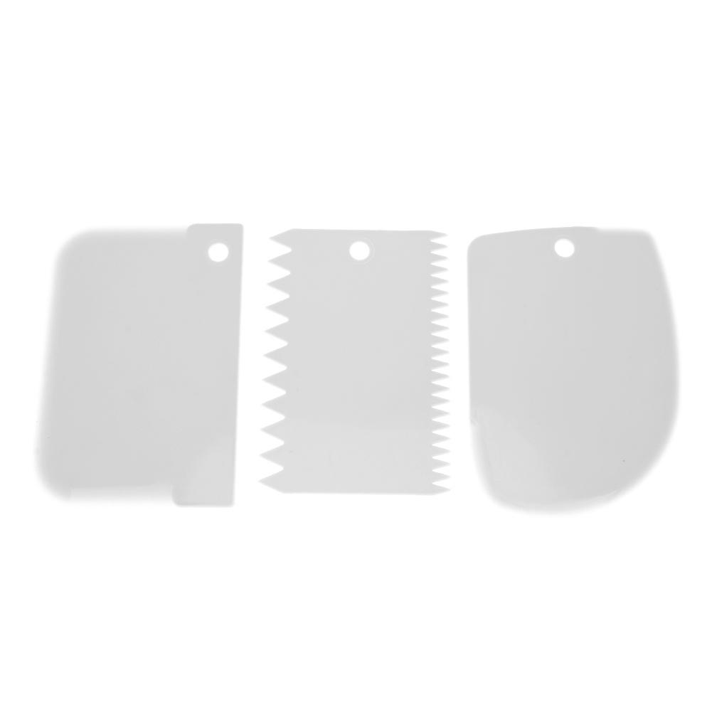 3шт пластиковый скребок для глазури для теста, скребок для помадки, инструмент для украшения торта, выпечки белый