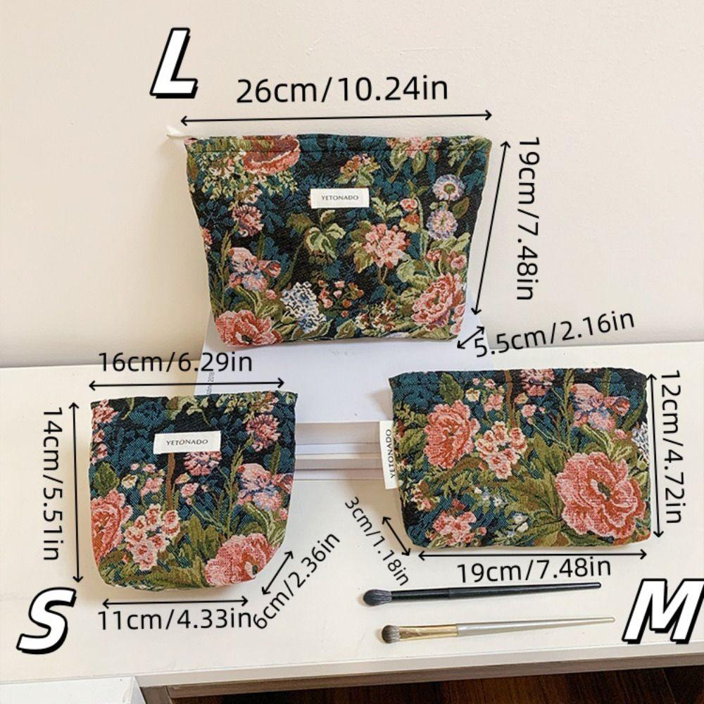 Polyester Leinwand Blume Clutch Tasche Große Kapazität Blumenmuster Kosmetiktasche Tragbar Reißverschluss Make-up Tasche