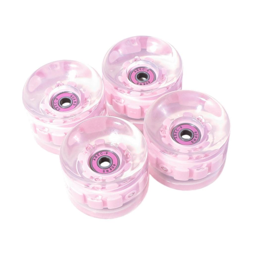 4x Skateboard Wheels with Abec-9 608RS Bearings Repair Parts Clear PU Luminous Smooth Flash Light Up Longboard Wheels Rollers