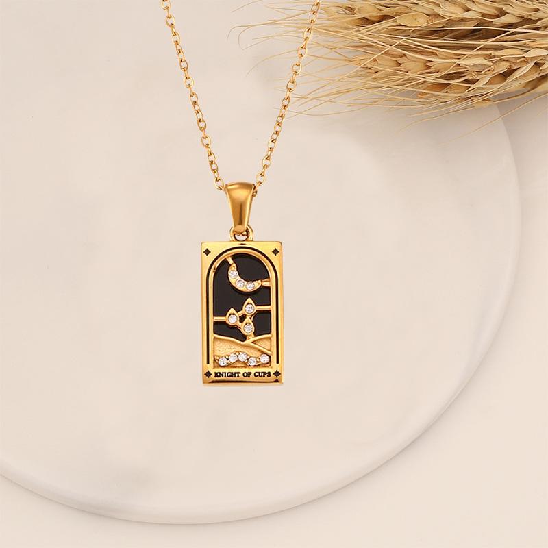 Tarot Card Stainless Steel Necklace Queen Lover Magician Moon Wealth Amulet Jewelry Accessory