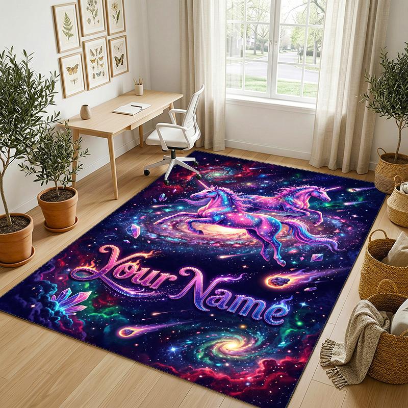 Underwater Sea Theme Soft Crystal Velvet Rug Custom Name & Text Print Non Slip Floor Rug for Bedroom Living Room