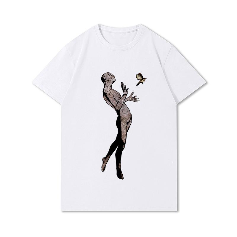 Anime Men T Shirts Retro Funny Meme Trend Y2k Graphic T-shirt Soft Unisex 100% Cotton Tee Male Tops