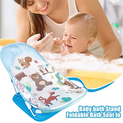 Baby Bath Seat, Foldable Portable Infant Bathtub with Adjustable Recline & Anti-Slip, Newborn to Toddler Bath Chair with Drain Hole