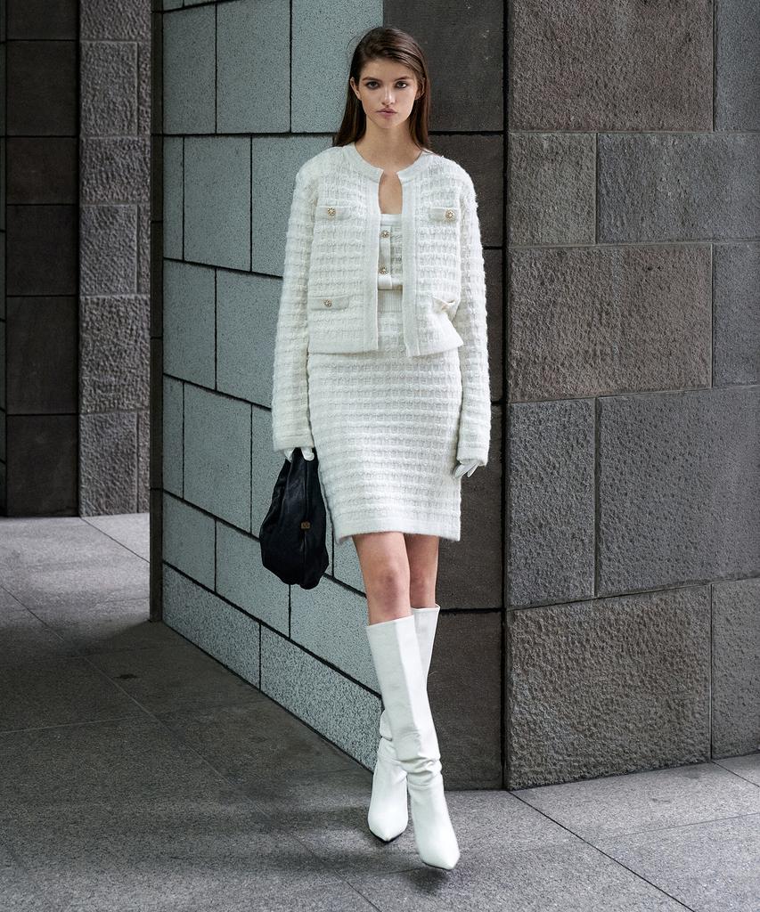 Rene J Tweed Midi Knit Skirt