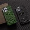 Premium Genuine Cowhide Leather Slim Case For Iphone 17 16 15 14 13 12 11 Pro Plus Max Air 3D Crocodile Skull Back Case Cover