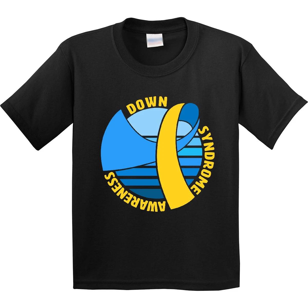 Inktastic Down Syndrome Awareness- Retro Blue And Yellow Ribbon Youth kids boys T-Shirt 21 140