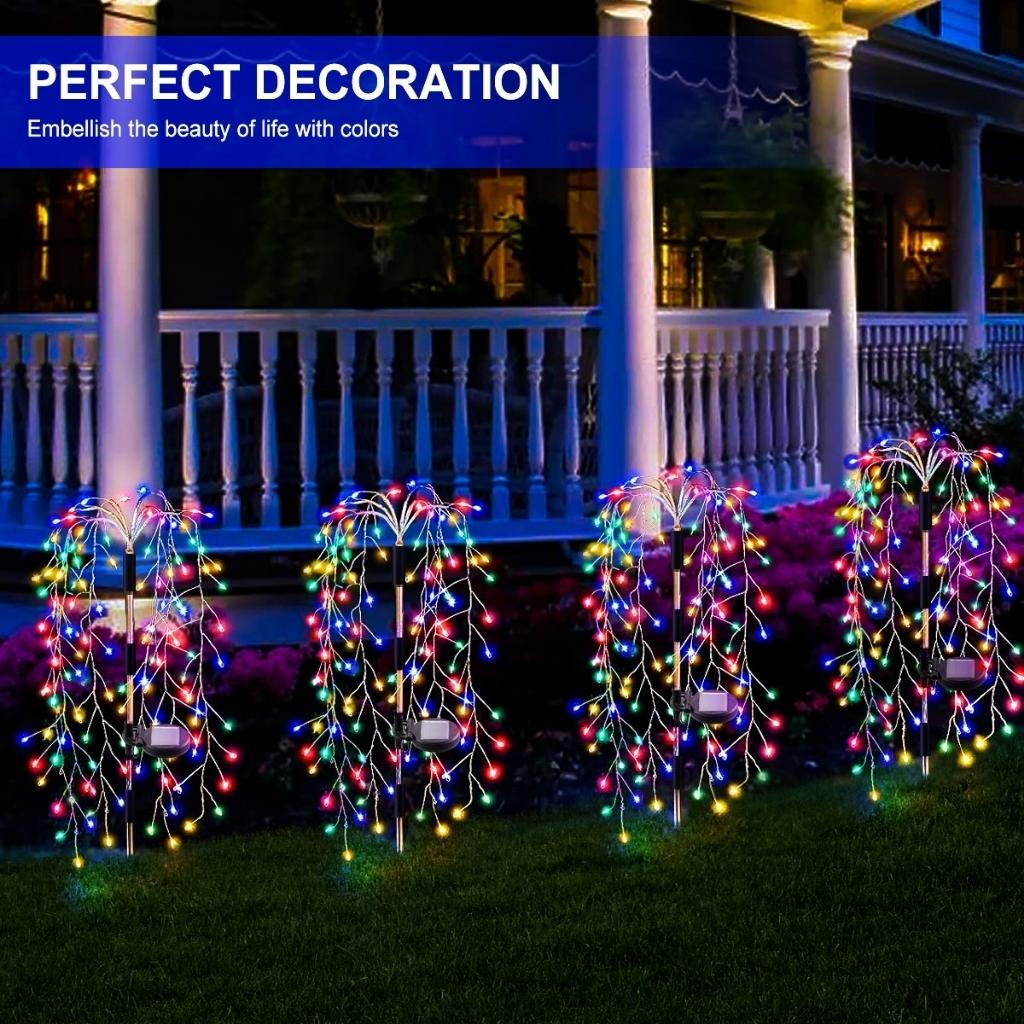 Solar Dandelion Firework Light LED Solar Garden Lights Outdoor Waterproof 8-Mode Landscape Lighting for Pathway Lawn Yard Party & Holiday Decor