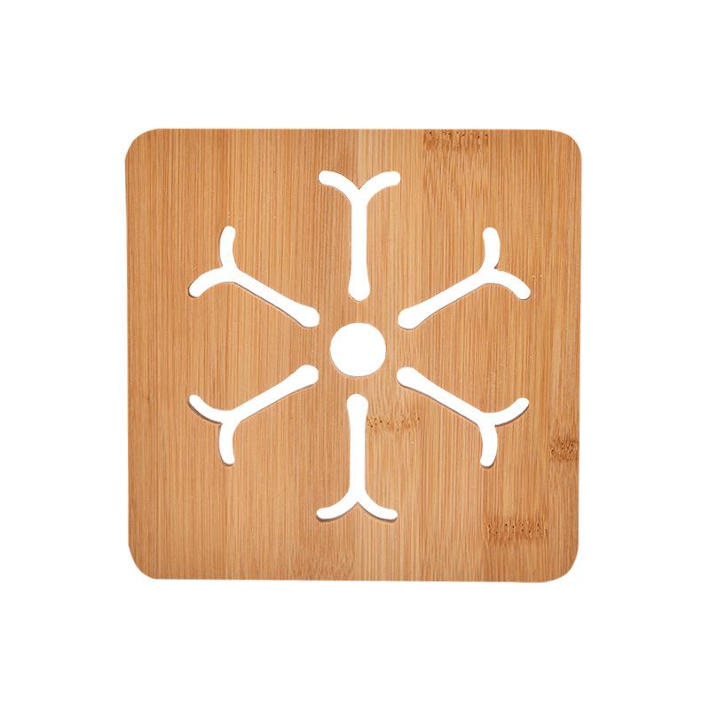 Bamboo Round Table Mat Simple Hollow Pattern Heat Resistant Pot Dish Placemats Anti-slip Protection Table Decorative