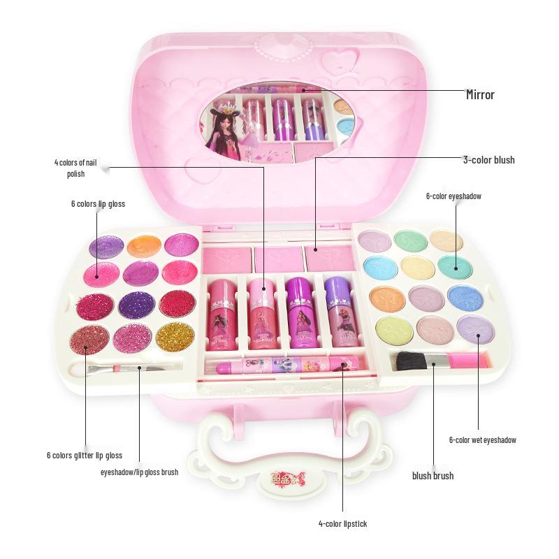 Ye Luoli Dětská přenosná sada na líčení: Omyvatelná princeznovská kosmetika a dárky pro dívky
