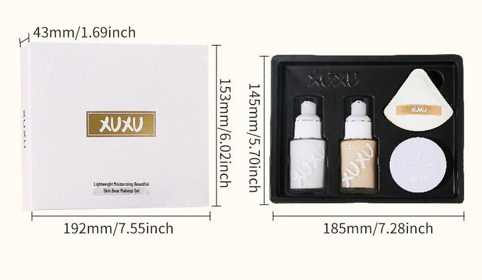 XUXU Lightweight Skin Base Makeup Set: Four-Piece Cosmetic Kit for Students and Parties