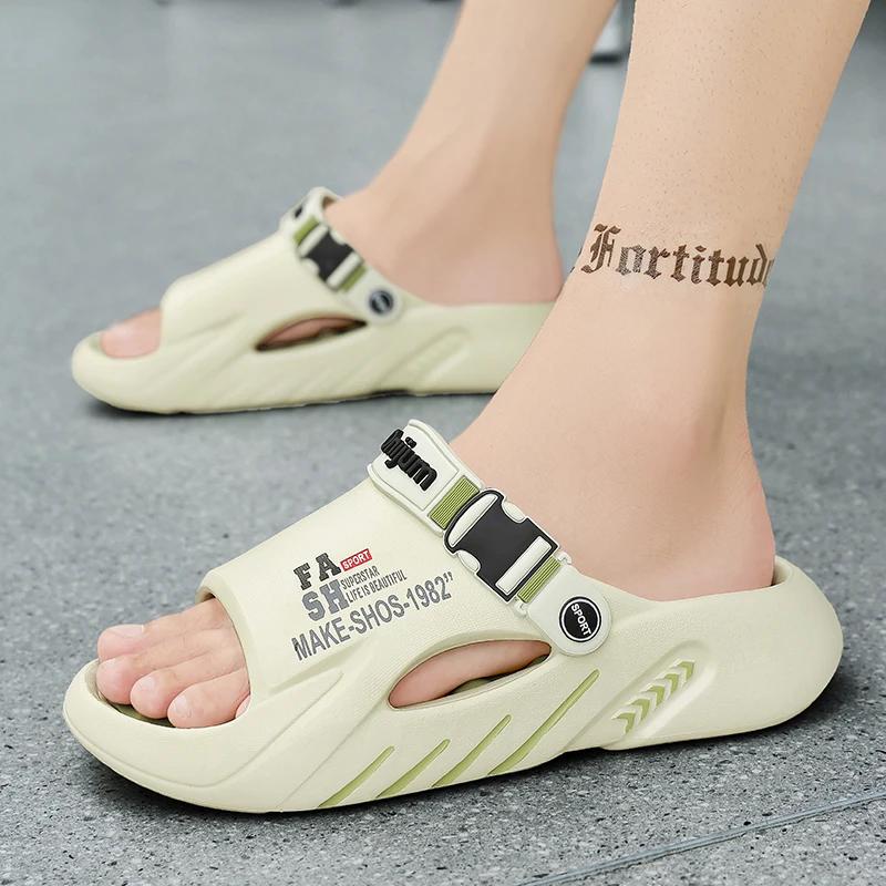 New Men's Slippers Indoor Outdoor Sandals Beach Massage Comfortable Soft Slides Casual Shoes Home Men's Sandals Big Size 46 47