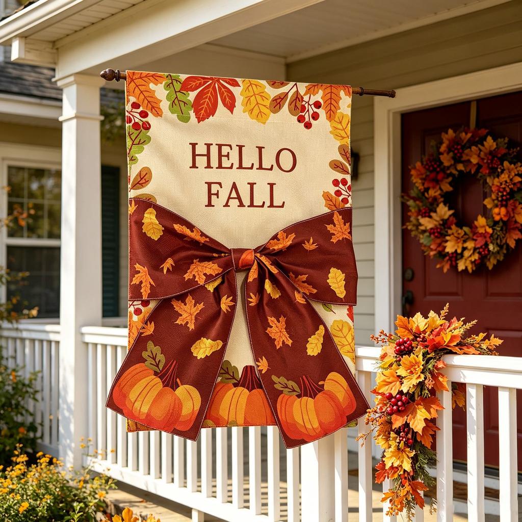 Garden Flag with Digital Print Fall Leaves - Double Sided Decorative Yard Flag