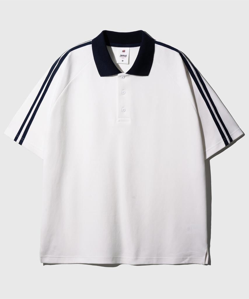 JEMUT Forward Oversized Collared Short Sleeve T-Shirt Ivory Oyst2559