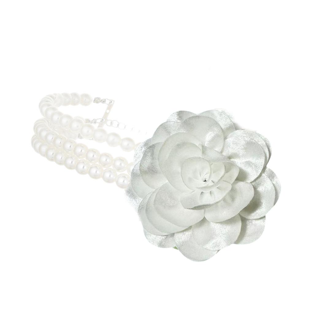 Elegant Floral Charm Necklace Adjustable Chain for Sensitive Skin Simulated Pearls Neckchain Jewelry for Women Lady