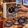 Weihnachts-Spieluhr-Kühlschrank mit Zugdesign, 9 austauschbare rotierende Scheiben, -aktiviertes Abspielen, Winter-Schneestadt-Schreibtischdekoration,